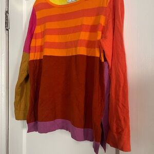 Isaac Mizrahi Multicolor Striped Crew Neck Sweater